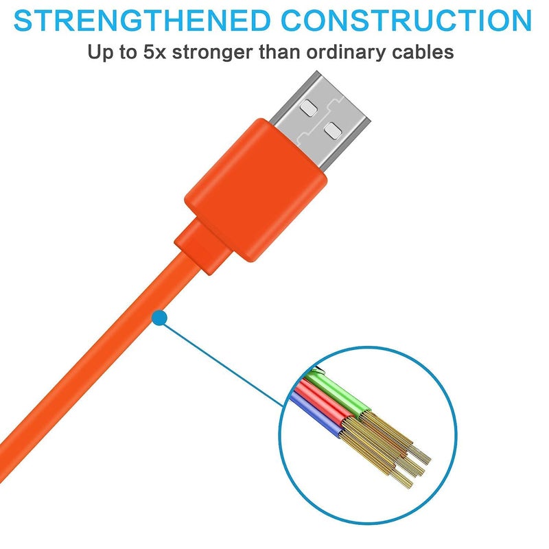 Saipomor Flip6 Replacement Type-c Fast Charger CHARGE5 Charging Cable Compatible with Charge4 Clip4 Flip5 Pulse4 Xtreme3 GO3 CHARGE4BLKAM Wireless Bluetooth Speaker and T510BT Earphone(Orange) - Image 4